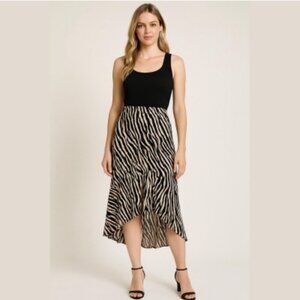 ANTHRO | MAEVE Satin Skirt Zebra Print Hi-lo Sz Medium